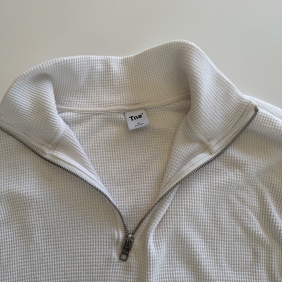 TNA-Aritzia-White-Waffle-1/4 Zip-Pullover-Oversized-Comfy-Size M - Picture 2 of 10